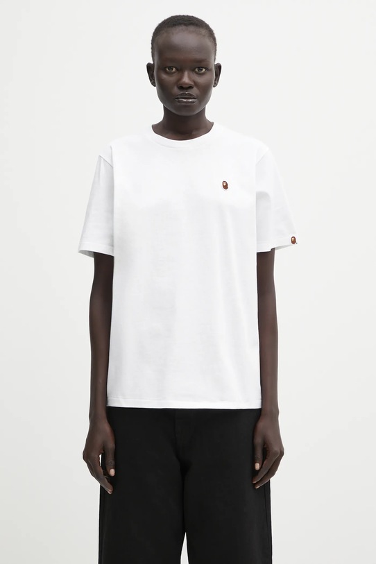 Ρούχα Βαμβακερό μπλουζάκι A Bathing Ape Ape Head One Point 001TEL302070L λευκό