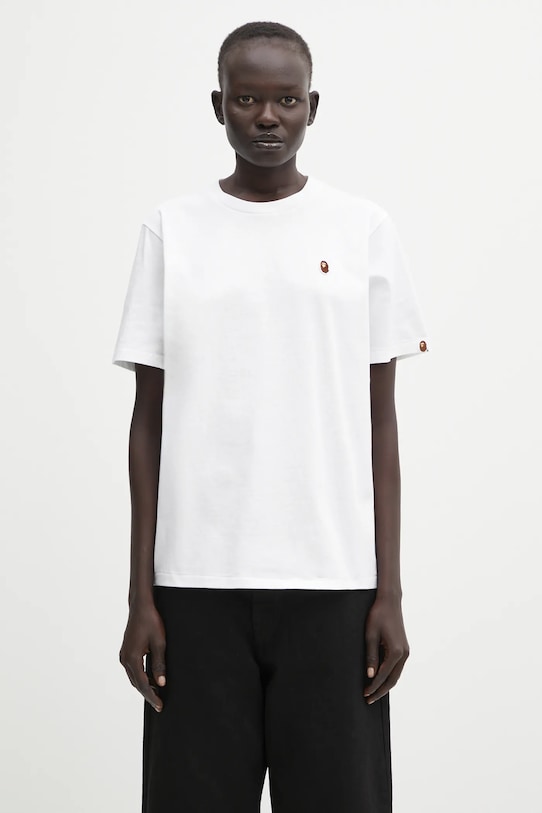 Ρούχα Βαμβακερό μπλουζάκι A Bathing Ape Ape Head One Point 001TEL302070L λευκό