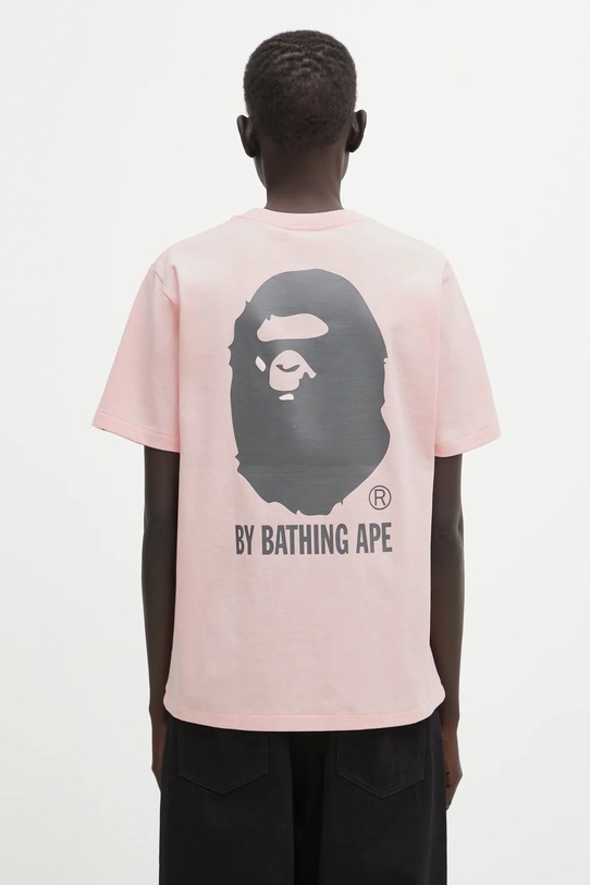 Βαμβακερό μπλουζάκι A Bathing Ape Ape Head One Point κανονικό ροζ 001TEL302070L