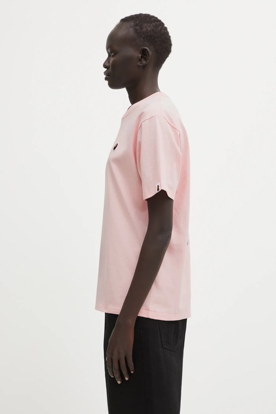 Βαμβακερό μπλουζάκι A Bathing Ape Ape Head One Point 001TEL302070L ροζ AW25