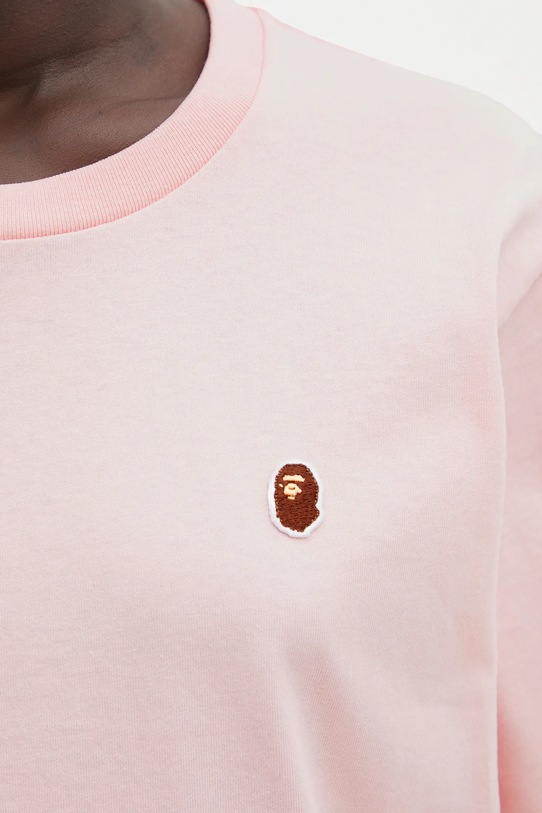 Βαμβακερό μπλουζάκι A Bathing Ape Ape Head One Point ροζ 001TEL302070L