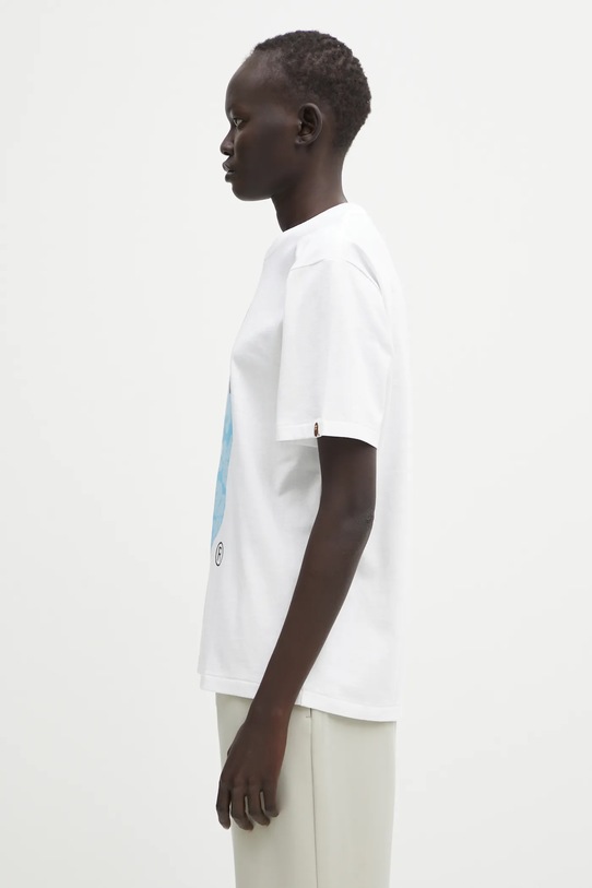 Βαμβακερό μπλουζάκι A Bathing Ape Solid Camo Milo On Ape Head 002TEL302021L λευκό AW25