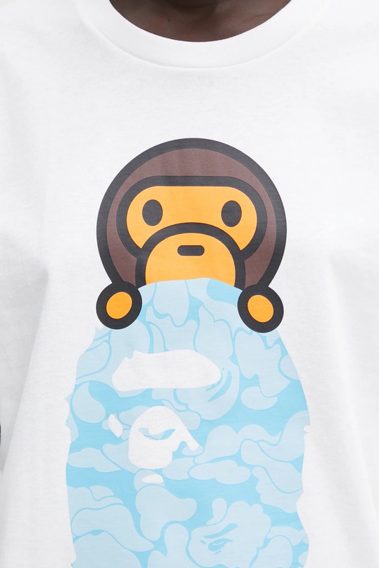 Βαμβακερό μπλουζάκι A Bathing Ape Solid Camo Milo On Ape Head λευκό 002TEL302021L