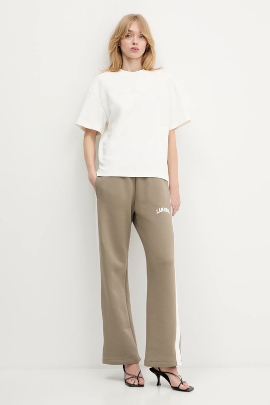 La Mania t-shirt bawełniany MARLO MARLO beżowy AW25