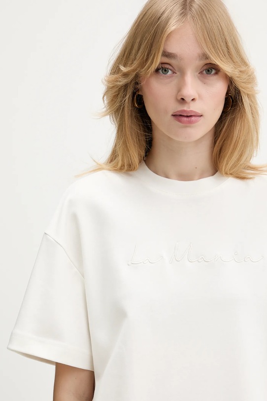 La Mania t-shirt bawełniany MARLO beżowy MARLO