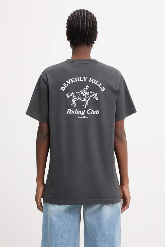 Sporty & Rich BH Riding Club t-shirt damski bawełniany szary TO04364255BA02