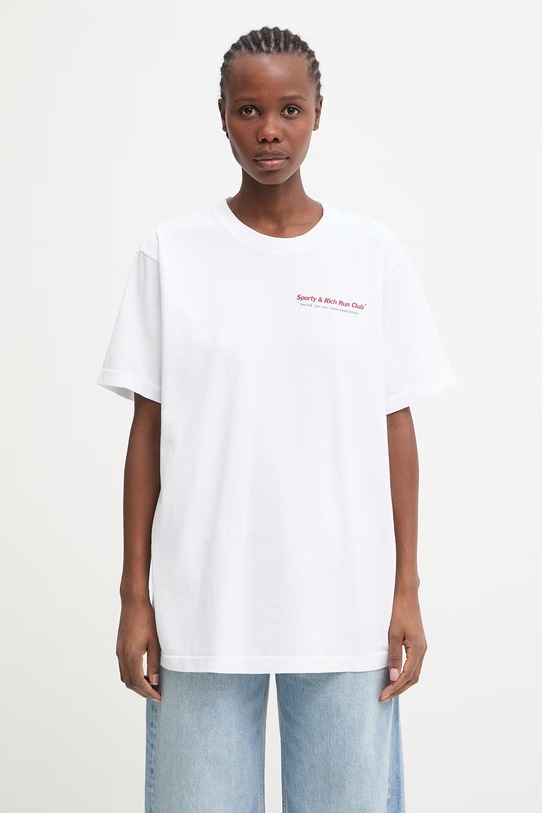 Sporty & Rich Run Club tricou din bumbac pentru femei alb TO04364172WH01