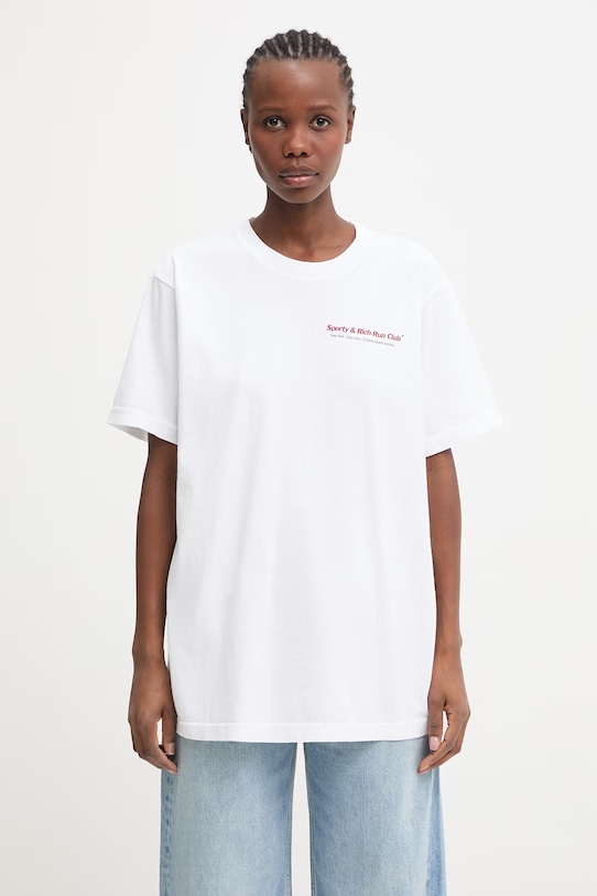 Sporty & Rich Run Club tricou din bumbac pentru femei alb TO04364172WH01