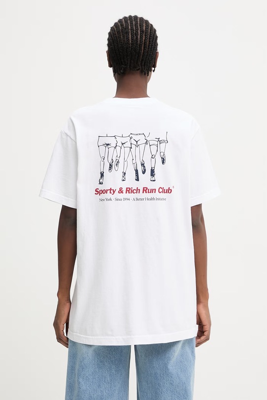 Îmbrăcăminte Sporty & Rich Run Club tricou din bumbac pentru femei TO04364172WH01 alb