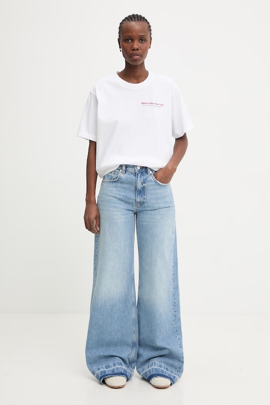 Sporty & Rich Run Club tricou din bumbac pentru femei TO04364172WH01 alb