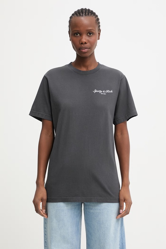 Sporty & Rich Stallion t-shirt bawełniany damski szary TO04365262BA02
