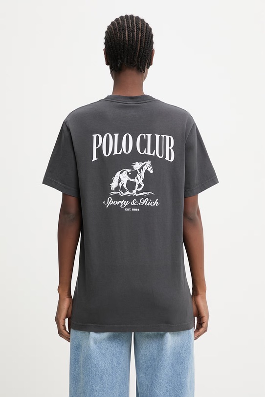 Odzież Sporty & Rich Stallion t-shirt bawełniany damski TO04365262BA02 szary