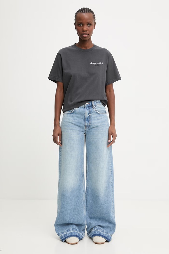 Sporty & Rich Stallion t-shirt bawełniany damski TO04365262BA02 szary