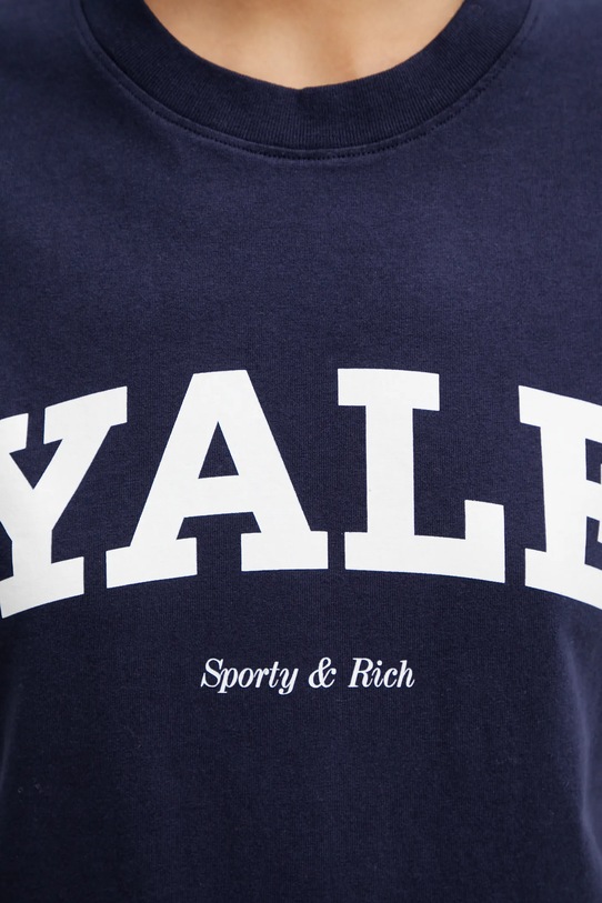 Sporty & Rich t-shirt bawełniany Yale Classic granatowy TO043611678BL106