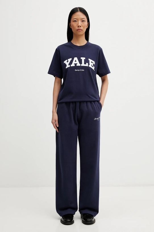 Sporty & Rich t-shirt bawełniany Yale Classic TO043611678BL106 granatowy