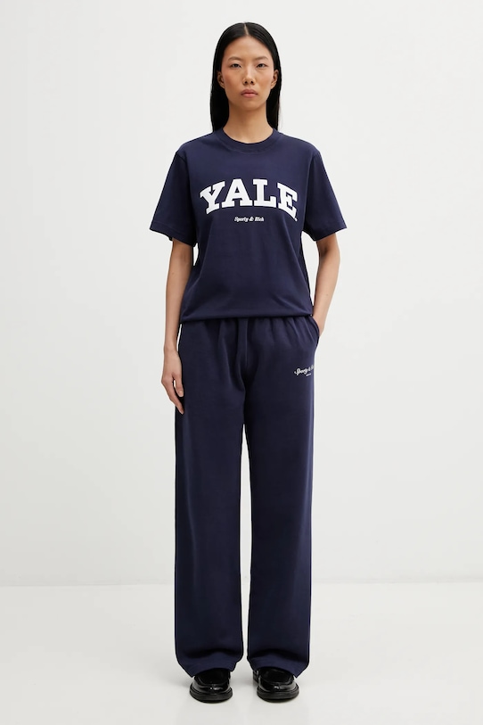 Sporty & Rich t-shirt bawełniany Yale Classic TO043611678BL106 granatowy