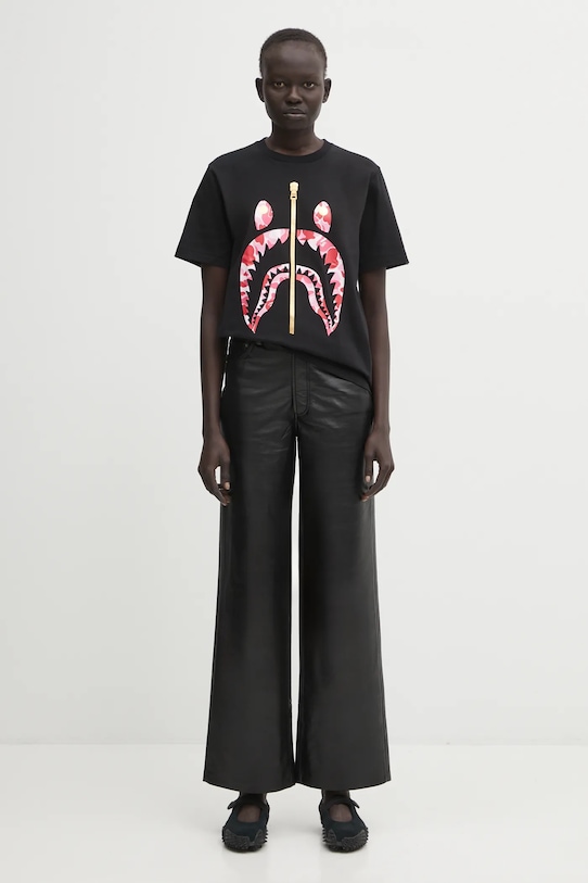 A Bathing Ape t-shirt bawełniany ABC Camo Shark 1L30210008 czarny