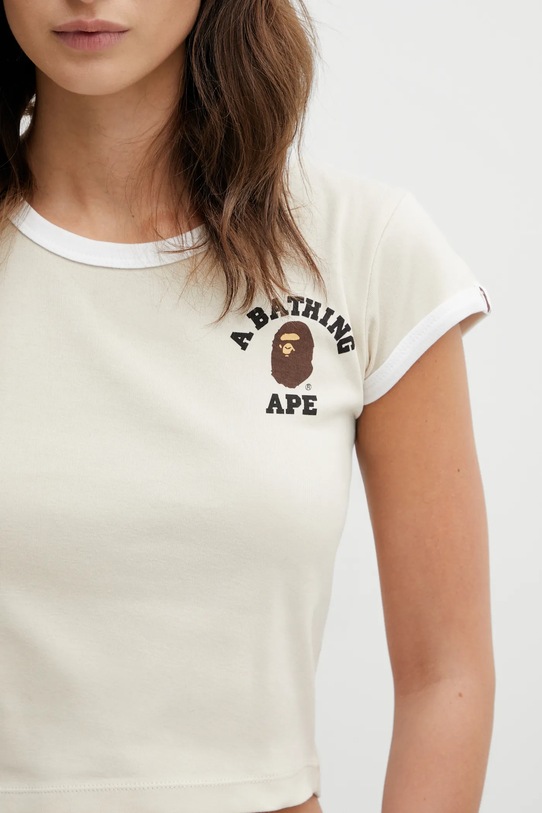 A Bathing Ape t-shirt bawełniany College beżowy 001CSL302011L