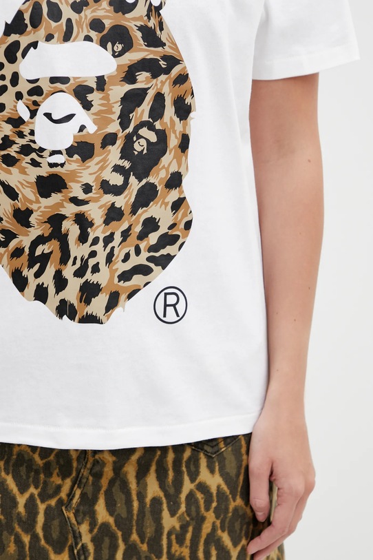 A Bathing Ape t-shirt bawełniany Wild Leopard biały 002TEL802022L