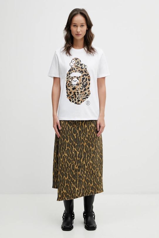 A Bathing Ape t-shirt bawełniany Wild Leopard 002TEL802022L biały