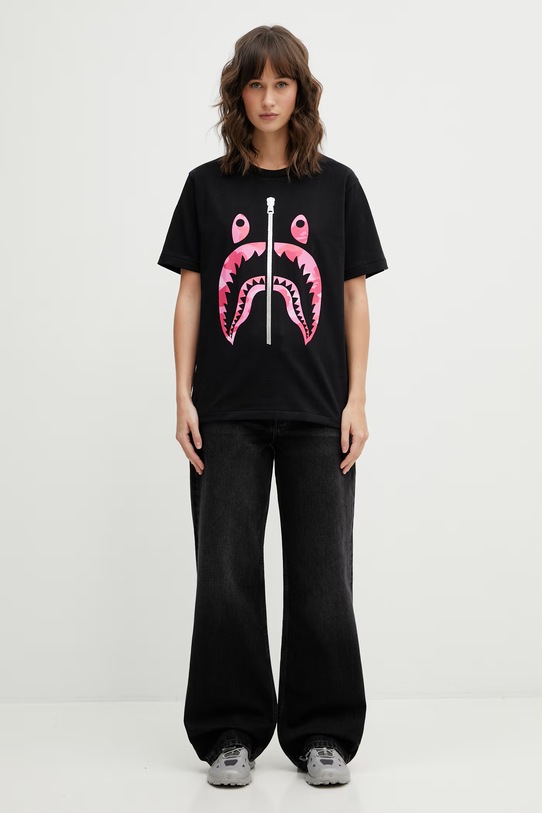 A Bathing Ape t-shirt bawełniany Camo Shark 001TEL802062L czarny