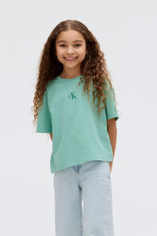 Детская хлопковая футболка Calvin Klein Jeans хлопок бирюзовый IG0IG02136.9BYA