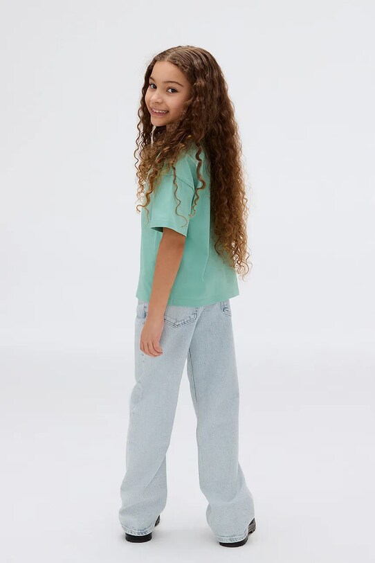 Детская хлопковая футболка Calvin Klein Jeans бирюзовый IG0IG02136.9BYA