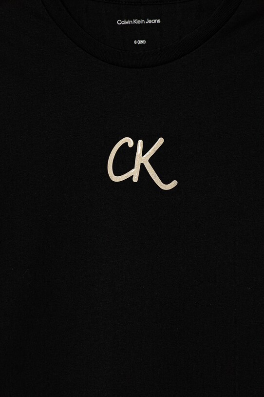 Κοριτσίστικα Παιδικό βαμβακερό μπλουζάκι Calvin Klein Jeans IG0IG02972.9BYA μαύρο