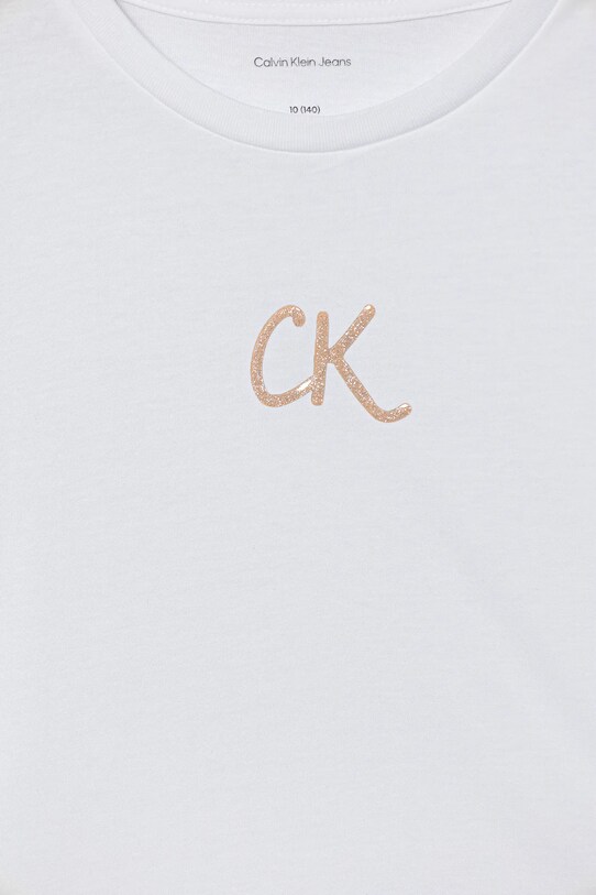 Dziewczynka Calvin Klein Jeans t-shirt bawełniany dziecięcy IG0IG02972.128.176.9BYA biały