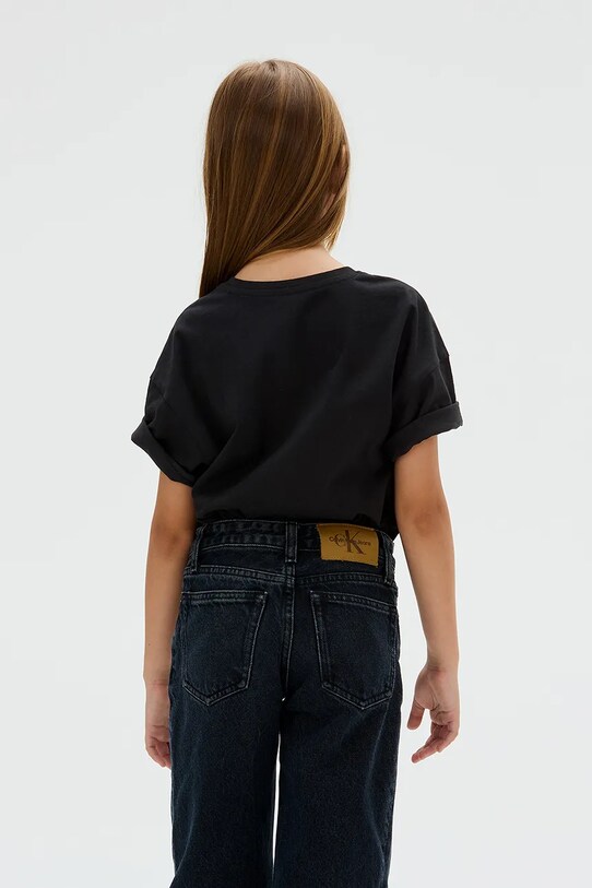 Девочка Детская хлопковая футболка Calvin Klein Jeans IG0IG02975.9BYA чёрный