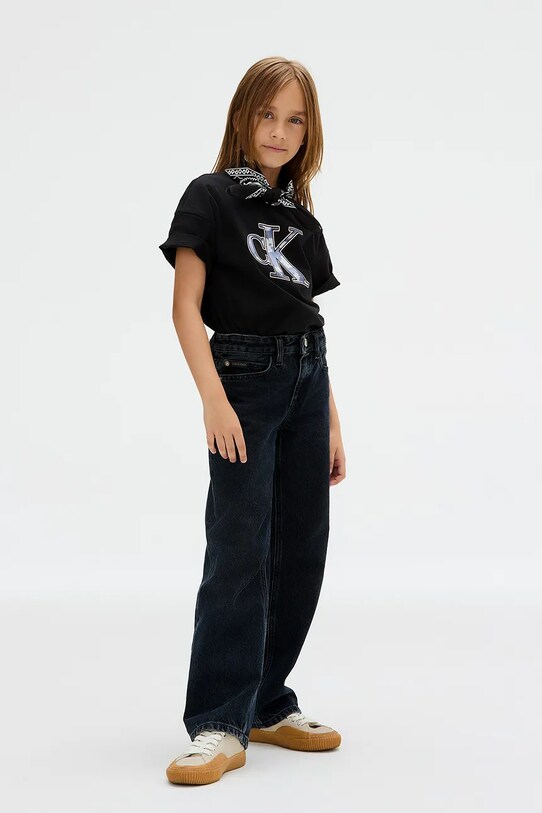 Детская хлопковая футболка Calvin Klein Jeans чёрный IG0IG02975.9BYA