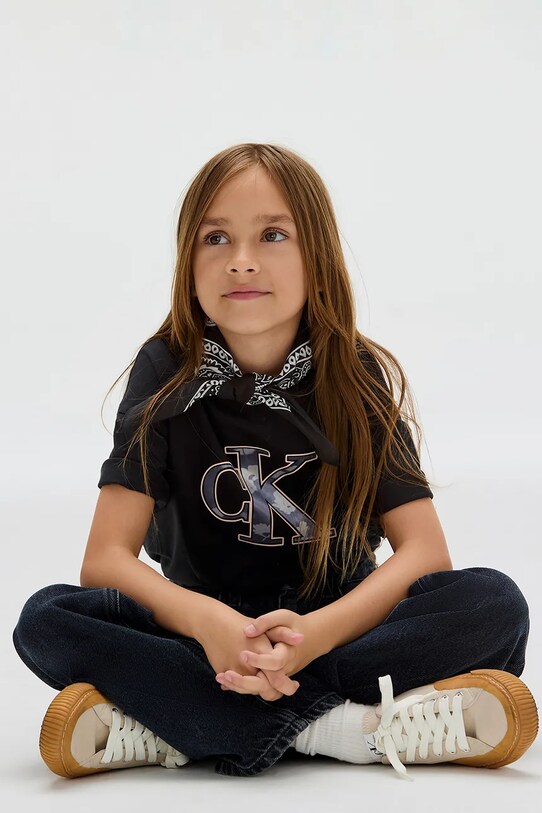 Детская хлопковая футболка Calvin Klein Jeans IG0IG02975.9BYA чёрный