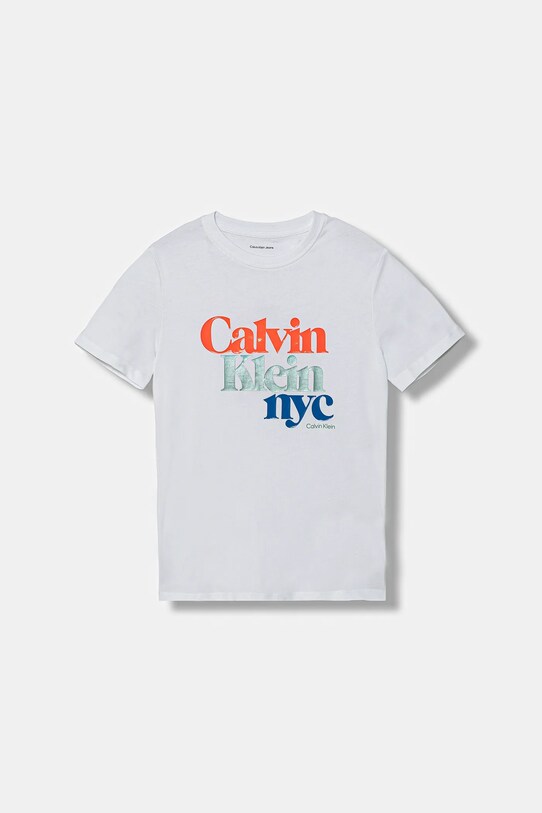 Otroška bombažna kratka majica Calvin Klein Jeans IG0IG02991.128.170.9BYA bela AW25