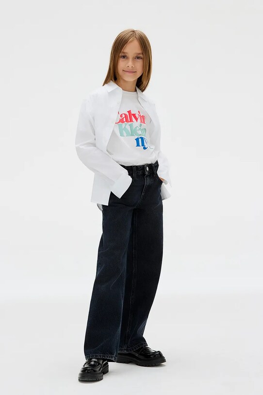 Детская хлопковая футболка Calvin Klein Jeans белый IG0IG02991.128.170.9BYA