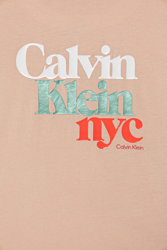 Девочка Детская хлопковая футболка Calvin Klein Jeans IG0IG02991.128.170.9BYA оранжевый
