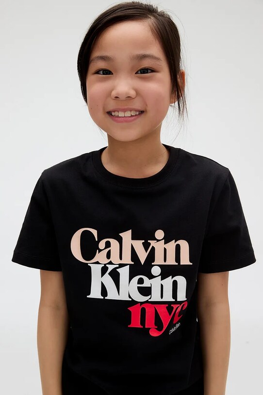 Дитяча бавовняна футболка Calvin Klein Jeans IG0IG02991.128.170.9BYA чорний AW25