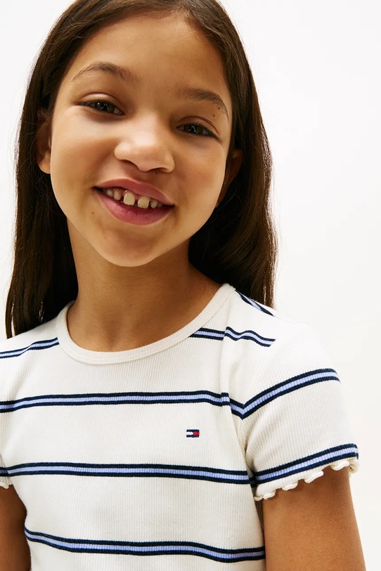 Dziewczynka Tommy Hilfiger t-shirt dziecięcy KG0KG08590.104.122.9BYA beżowy