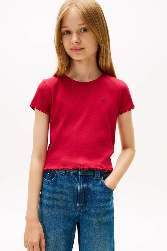 Детская футболка Tommy Hilfiger с эластаном розовый KG0KG08590.128.176.9BYA