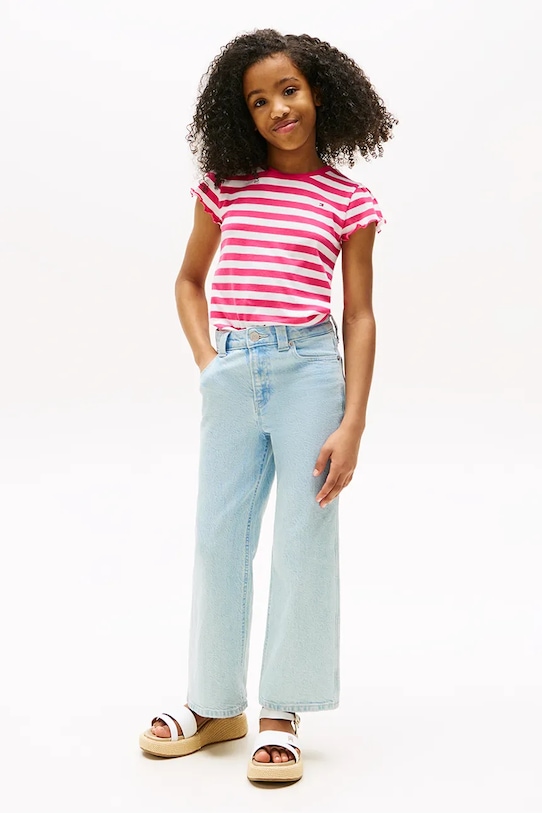 Dziewczynka Tommy Hilfiger t-shirt bawełniany dziecięcy KG0KG08744.9BYA różowy