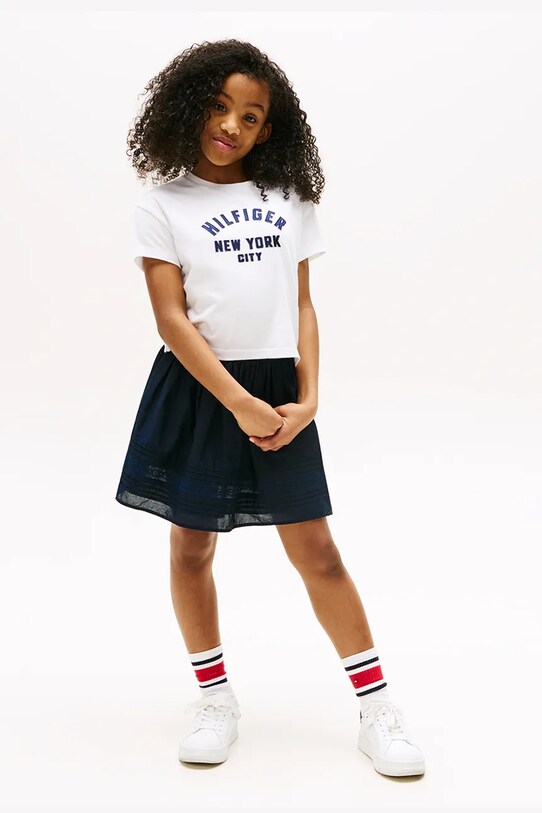 Дівчинка Дитяча бавовняна футболка Tommy Hilfiger KG0KG08635.9BYA білий