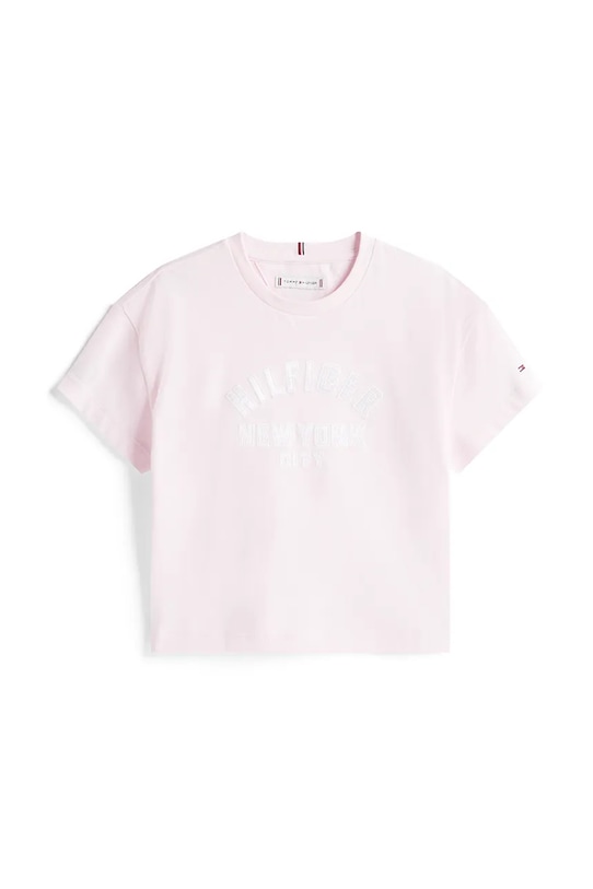 Детская хлопковая футболка Tommy Hilfiger KG0KG08635.9BYA розовый AW25