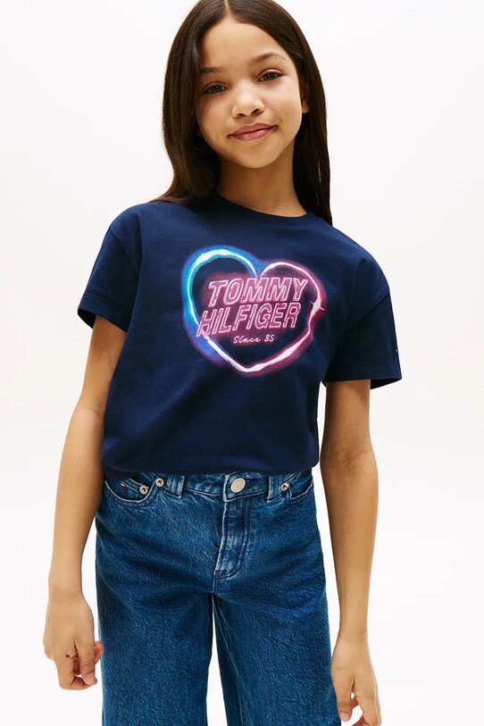 Tommy Hilfiger t-shirt bawełniany dziecięcy nadruk granatowy KG0KG08640.9BYA