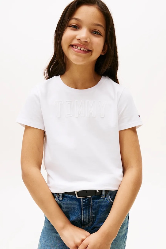 Tommy Hilfiger t-shirt bawełniany okrągły biały KG0KG08709.9BYA