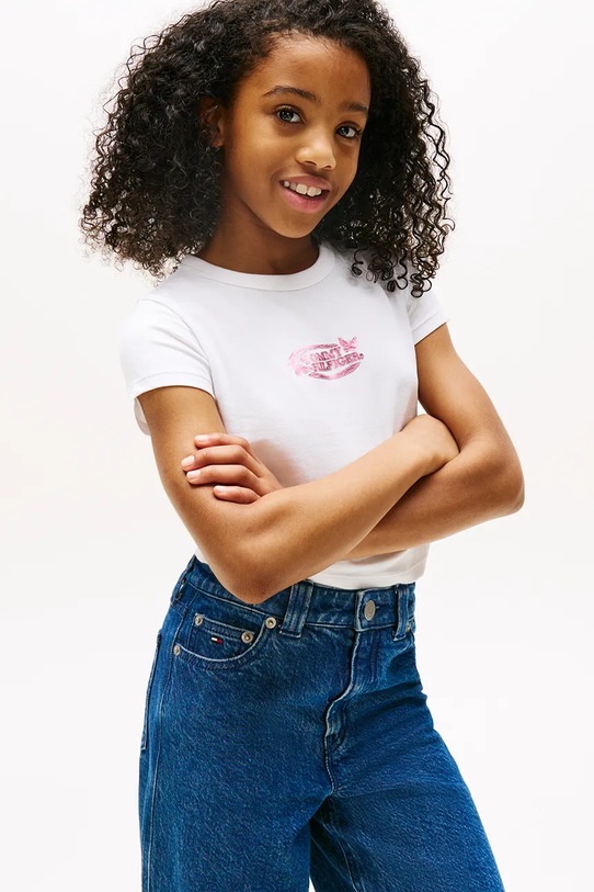 Tommy Hilfiger t-shirt z elastanem biały KG0KG08753.9BYA