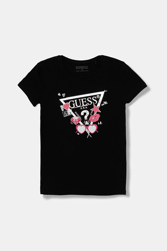 Guess t-shirt dziecięcy z elastanem czarny J5YI00.K6YW4.9BYA