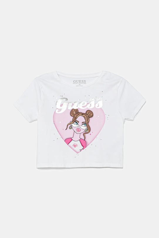 Guess t-shirt bawełniany dziecięcy z elastanem biały J5YI08.K6YW4.9BYA