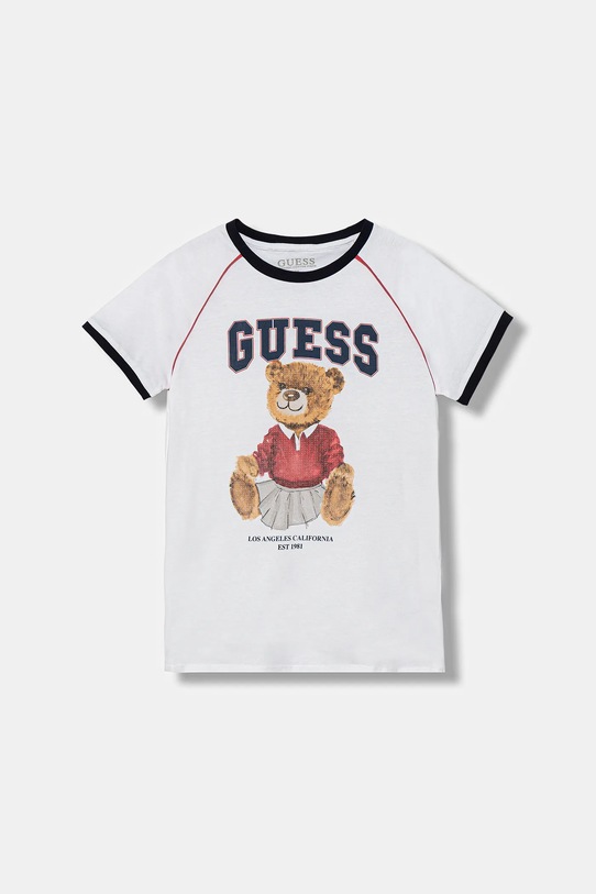 Guess t-shirt bawełniany dziecięcy nadruk biały J5YI21.K8HM4.9BYA