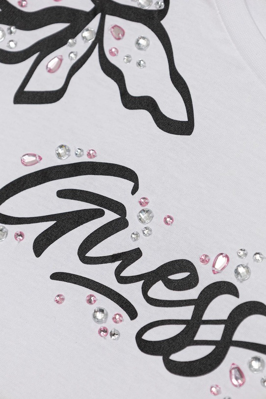 Dziewczynka Guess t-shirt bawełniany dziecięcy J5YI33.K8HM4.9BYA biały