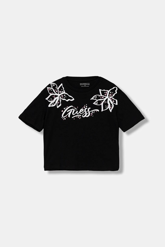 Guess t-shirt bawełniany dziecięcy nadruk czarny J5YI33.K8HM4.9BYA