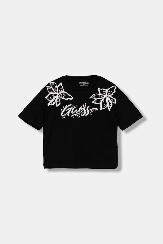 Guess t-shirt bawełniany dziecięcy nadruk czarny J5YI33.K8HM4.9BYA